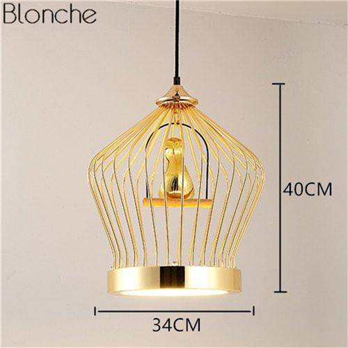 pendant light LED golden bird in cage