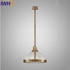 Suspension LED en verre et métal doré Vintage