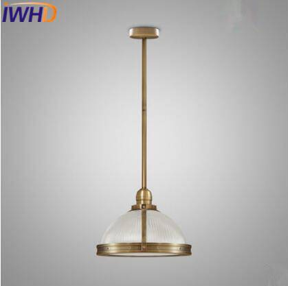 Suspension LED en verre et métal doré Vintage
