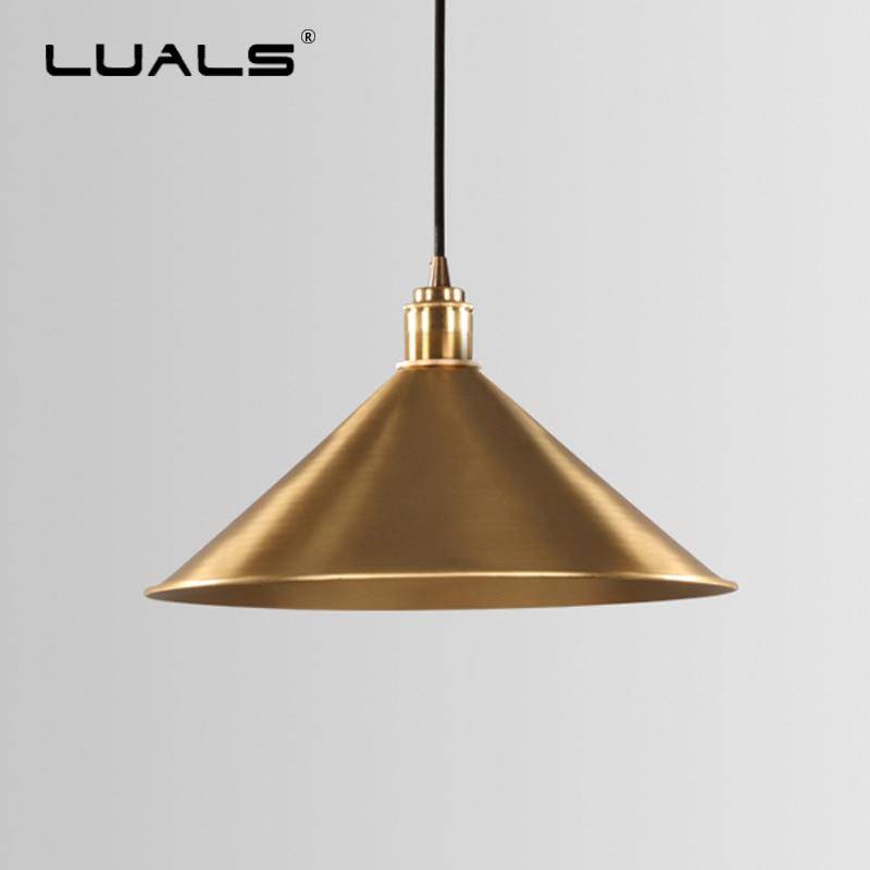 Suspension design LED en forme de cône doré Retro