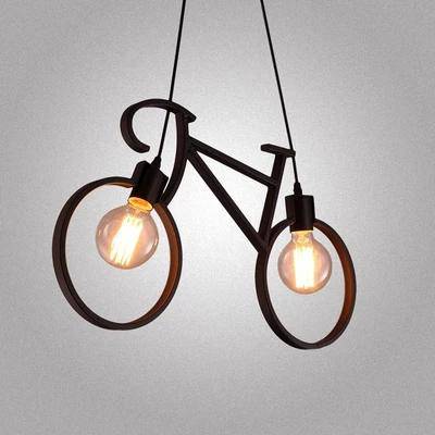 LED pendant light in the shape of a bicycle
