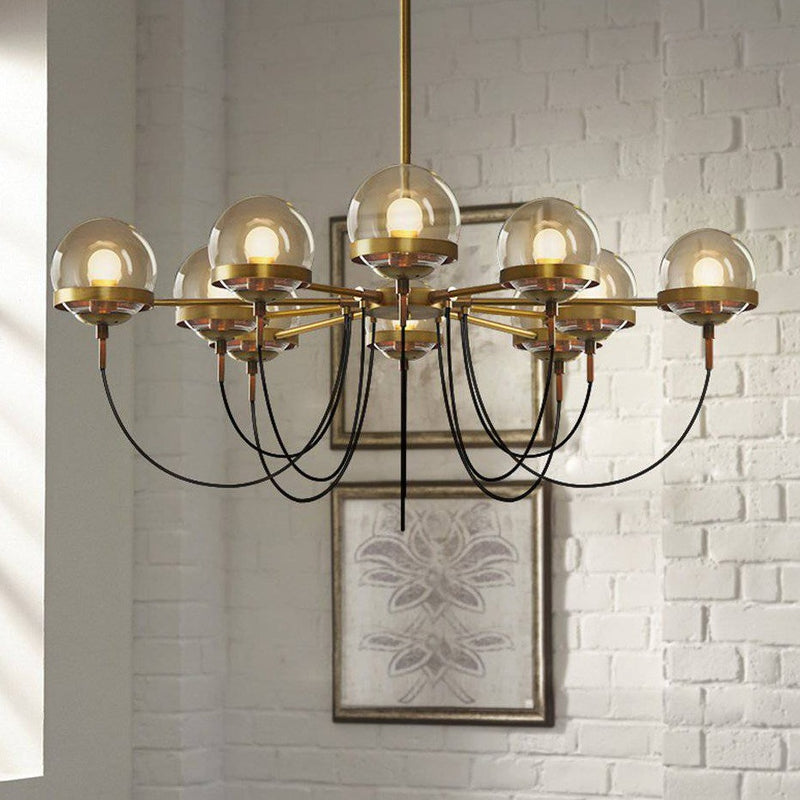 Chandelier Industrial design gilded with glass ball