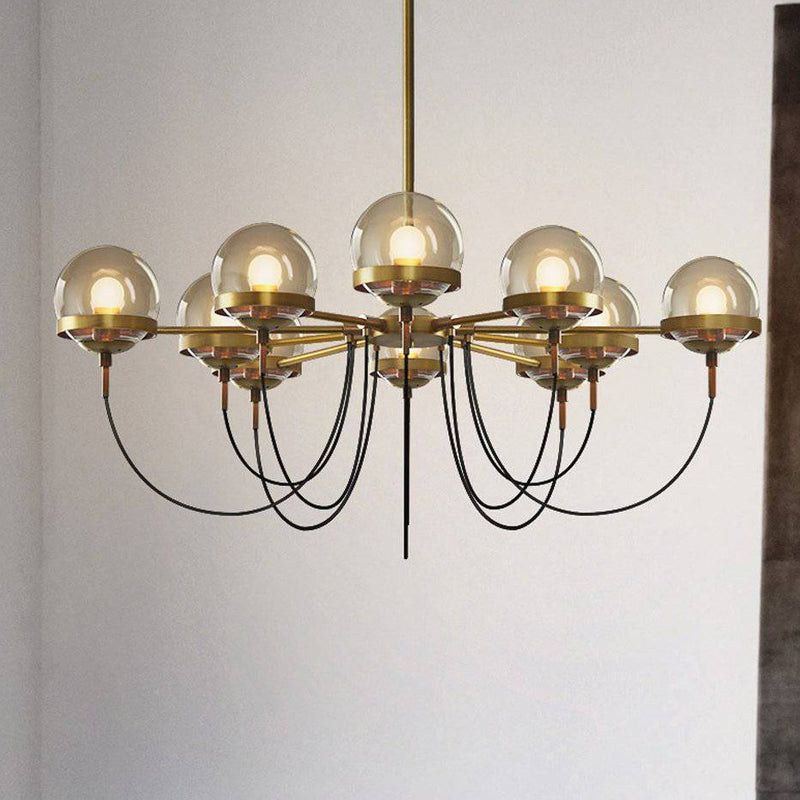 Chandelier Industrial design gilded with glass ball