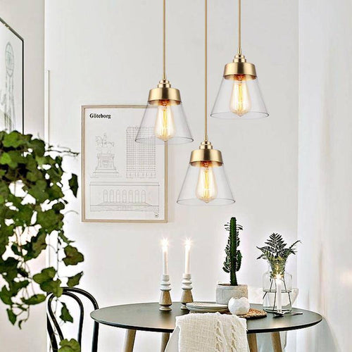 Suspension design à LED avec abat-jour en verre et doré Light Loft