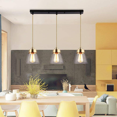 Suspension design à LED avec abat-jour en verre et doré Light Loft
