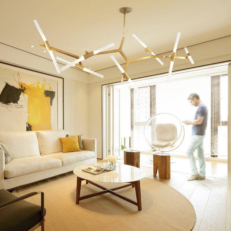 Lustre design avec branches en tube Arts