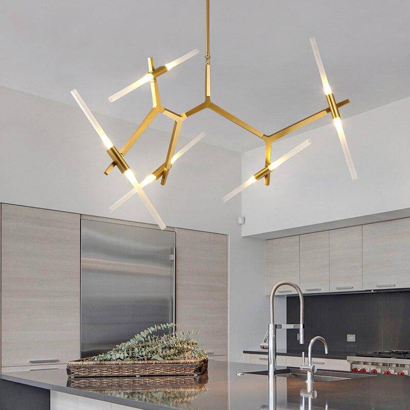 Lustre design avec branches en tube Arts