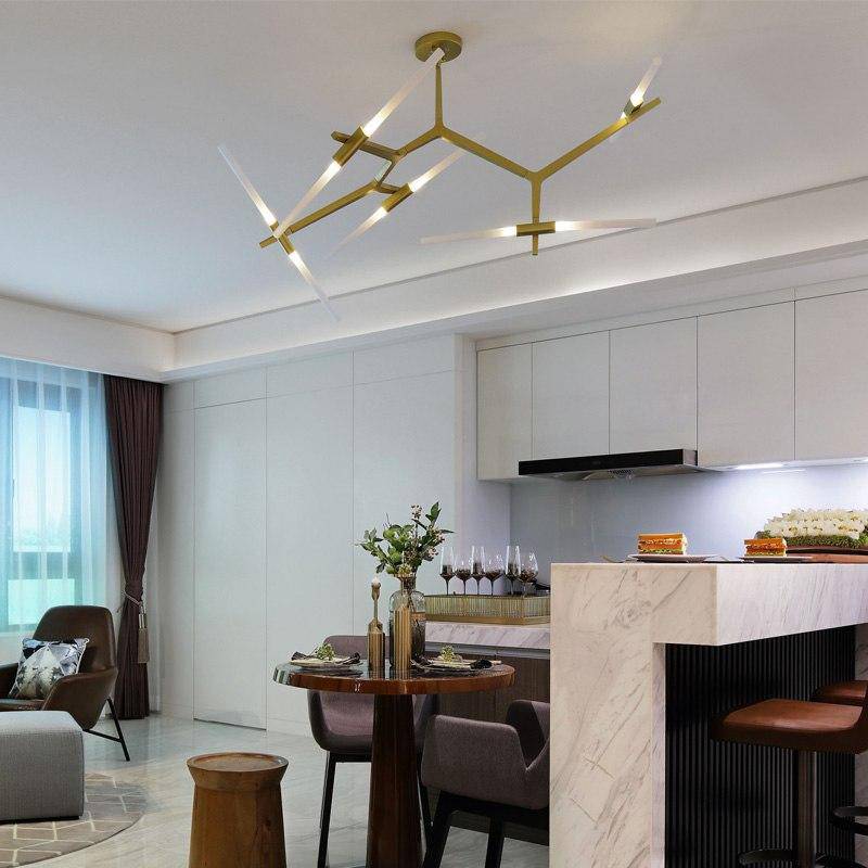 Lustre design avec branches en tube Arts