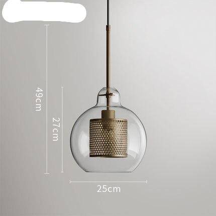 Suspension design LED avec abat-jour industriel et boule en verre Loft