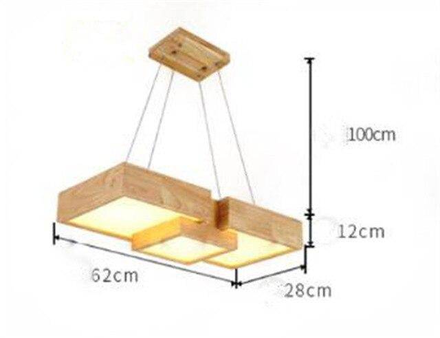 Square wooden LED chandelier in Japanese style