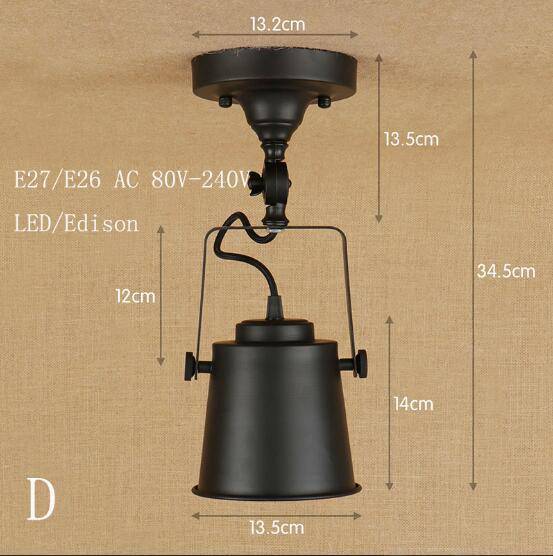 LED design ceiling lamp with lampshade in industrial coloured metal