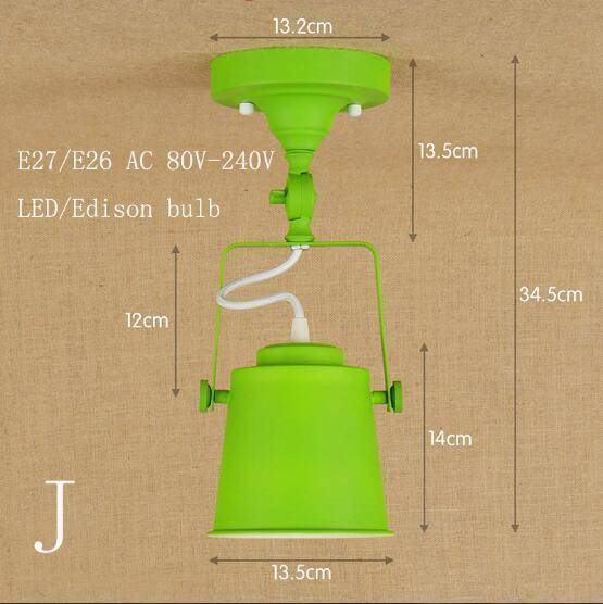 Plafonnier design à LED avec abat-jour rétro en métal coloré Industriel