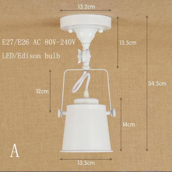 Plafonnier design à LED avec abat-jour rétro en métal coloré Industriel
