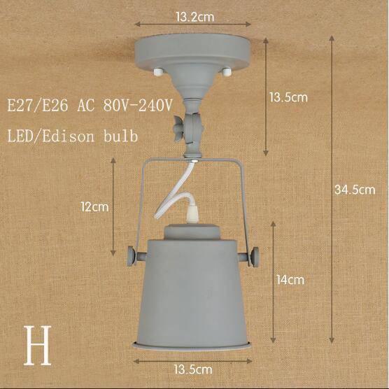 Plafonnier design à LED avec abat-jour rétro en métal coloré Industriel