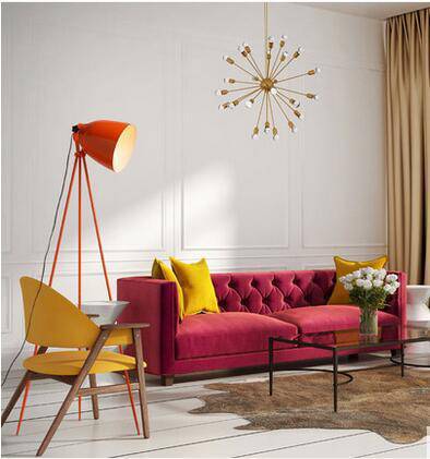 Lampadaire design orange à trois pieds Office