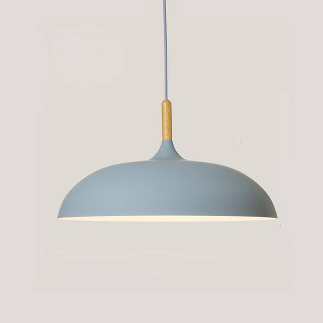 pendant light in colored aluminum and wood rod Wood