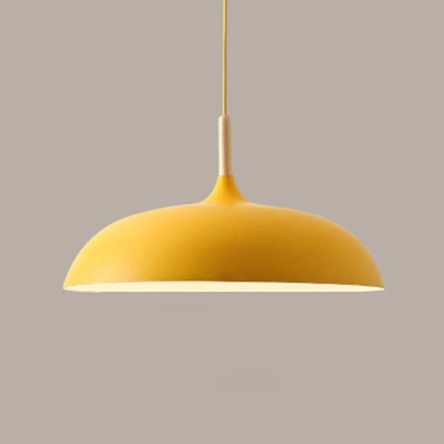 pendant light in colored aluminum and wood rod Wood