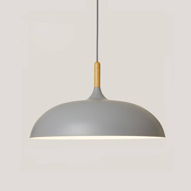 pendant light in colored aluminum and wood rod Wood