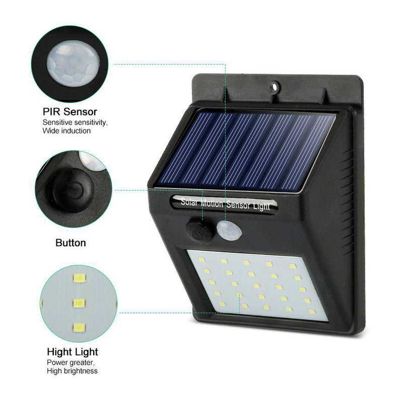 Luz LED para exteriores con energía solar, color negro