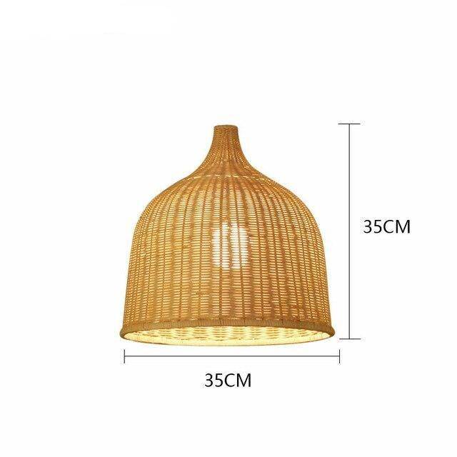 pendant light in LED rattan with lampshade in colored bell