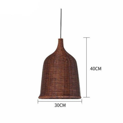 Suspension en rotin LED avec abat-jour en cloche colorée - vue 6 sur 8