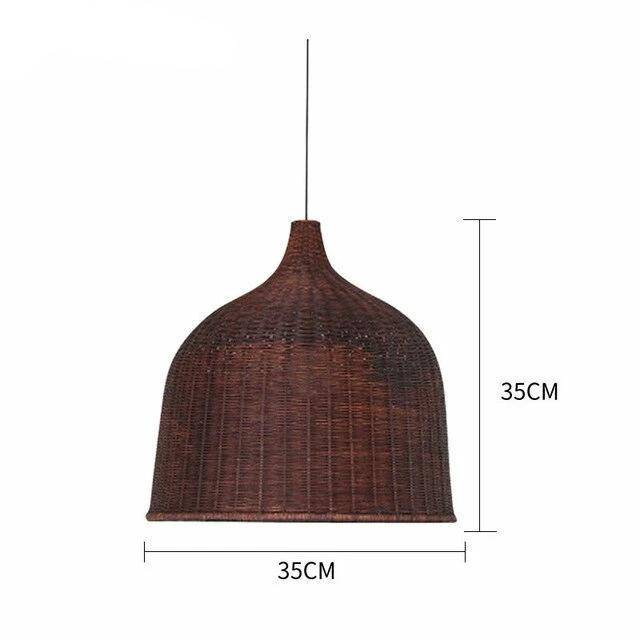 pendant light in LED rattan with lampshade in colored bell