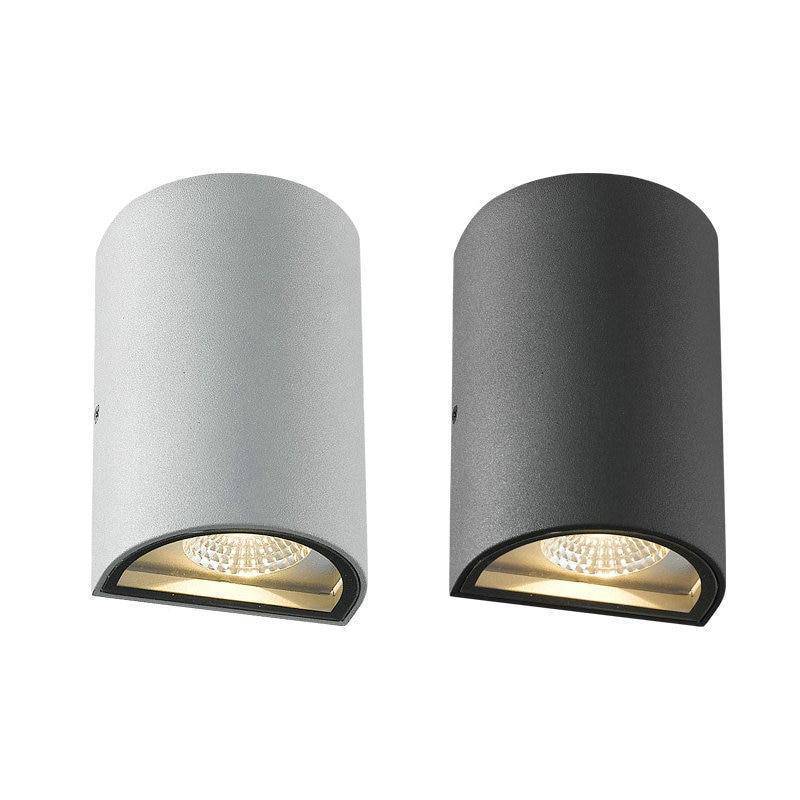 wall lamp exterior LED rounded design in aluminium (black or grey)