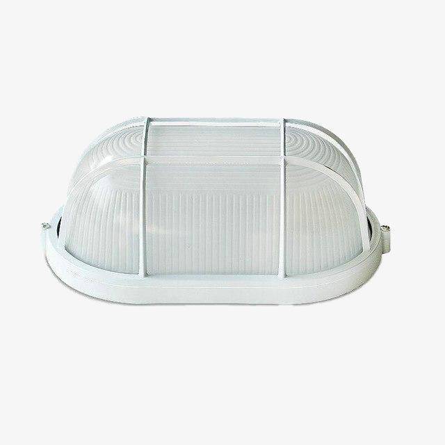 Lámpara LED ovalada de exterior montada en el techo con rejilla blanca