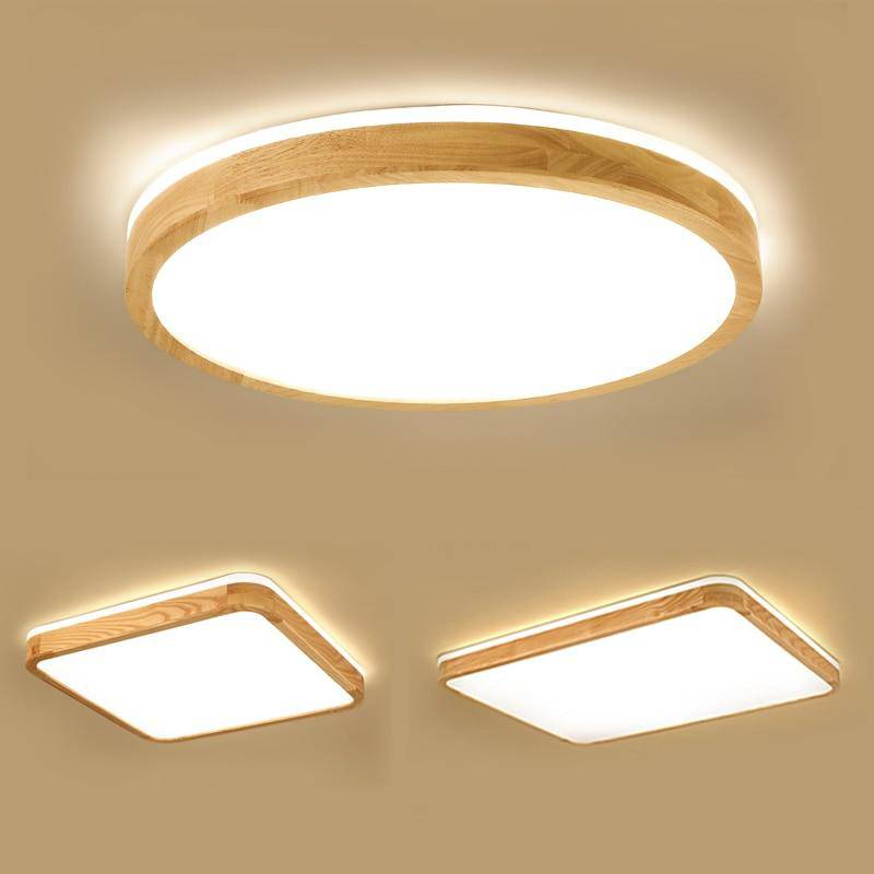 Plafonnier en bois à LED (plusieurs formes)