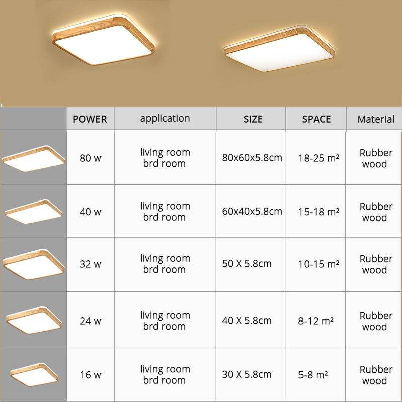 Plafonnier en bois à LED (plusieurs formes)