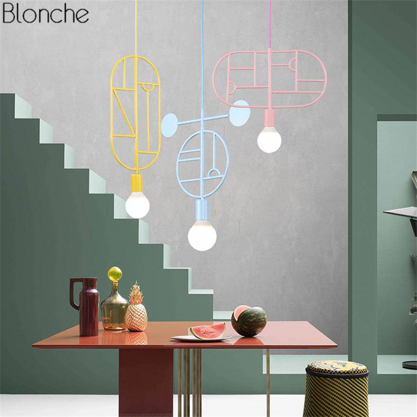 Suspension design moderne à LED formes colorées - vue 6 sur 5