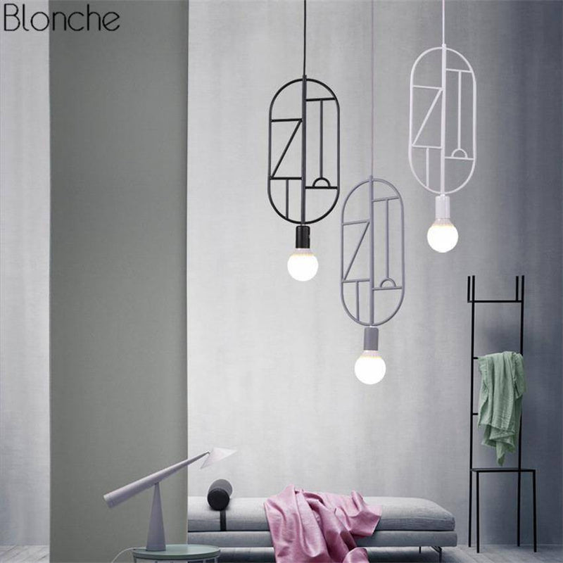 Suspension design moderne à LED formes colorées
