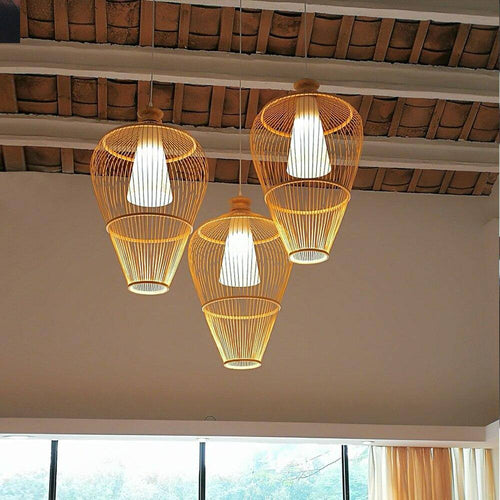 pendant light bamboo cage Simple