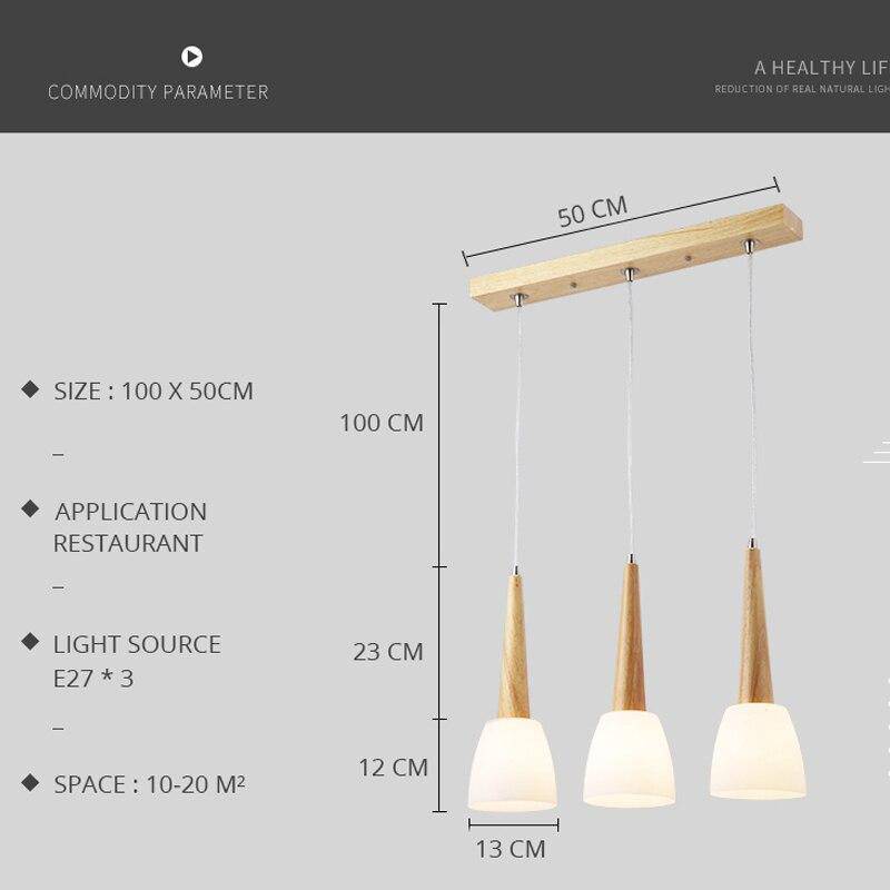 Suspension LED design en verre et bois conique