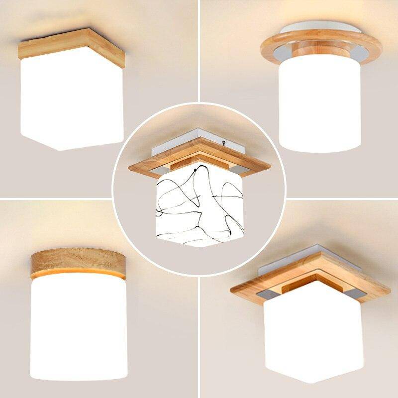 Plafonnier moderne à LED en bois style scandinave Square