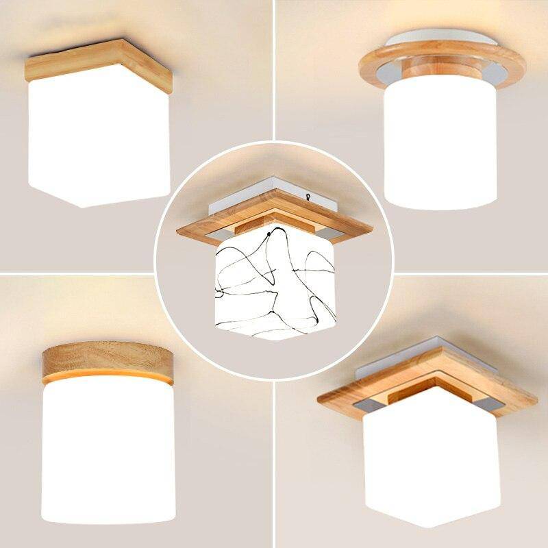 Modern Scandinavian style wooden LED ceiling light Square