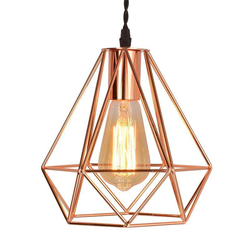 pendant light vintage pink or black diamond cage