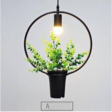 Shape pendant lamp with green plants Trazos