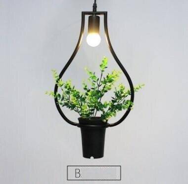 Shape pendant lamp with green plants Trazos