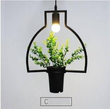 Shape pendant lamp with green plants Trazos