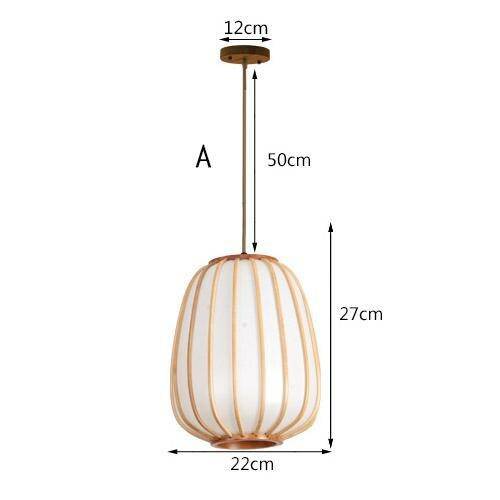 Lámpara de suspensión design LED de bambú con pantalla redondeada estilo japonés