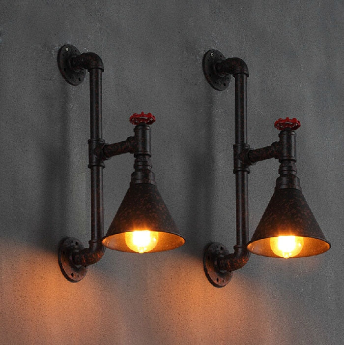 Applique murale industrielle LED en métal noir et rouge Pekoso - vue 2 sur 5