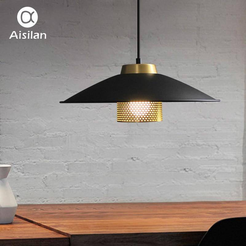 pendant light LED design in black and gold metal Bar