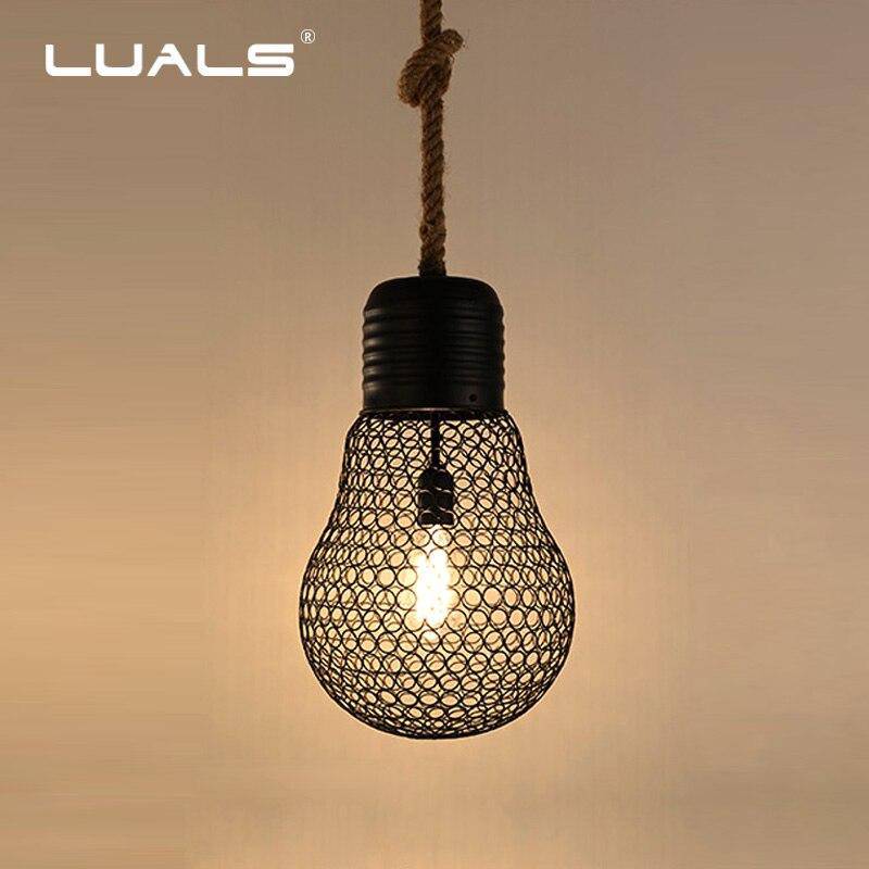 Lámpara de suspensión LED rústico con bombilla de imitación de metal