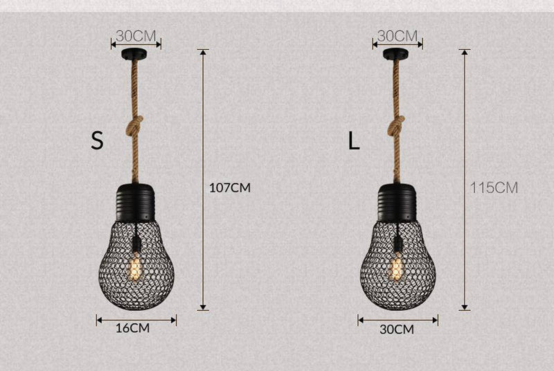 pendant light rustic LED with imitation metal bulb