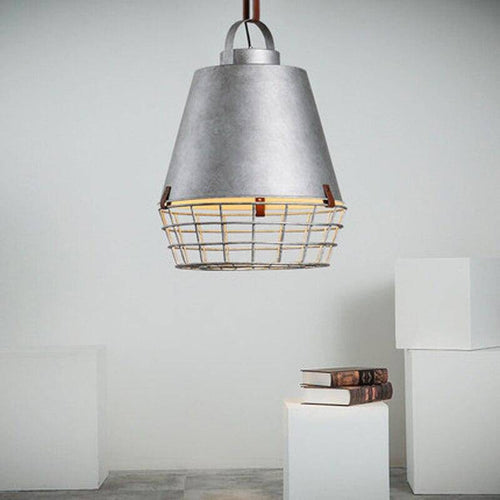 pendant light industrial LED with lampshade grey cage