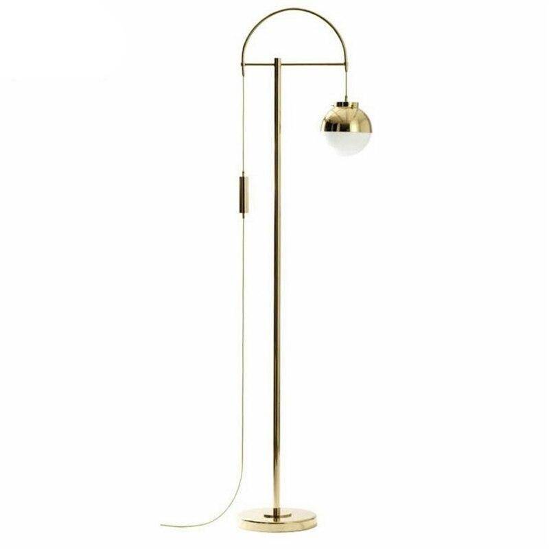 Lampadaire design LED en métal doré avec boule en verre Luxury