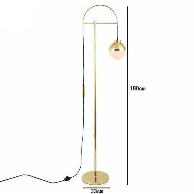Lampadaire design LED en métal doré avec boule en verre Luxury