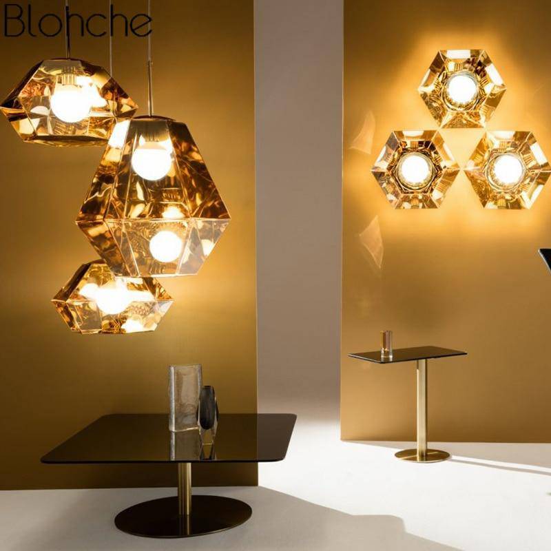 Suspension LED design géométrique en verre Diamond - vue 2 sur 10