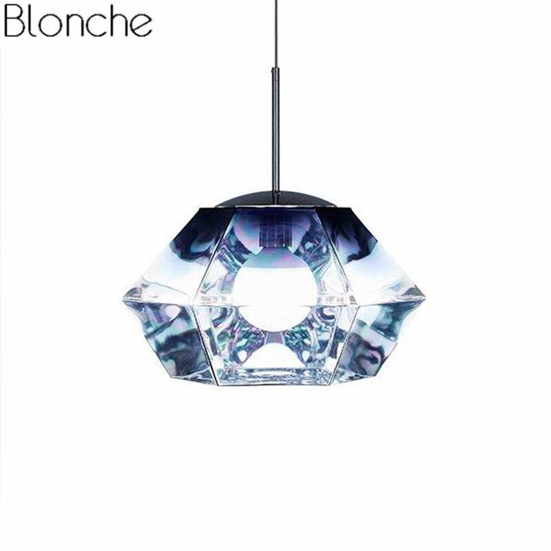 Suspension LED design géométrique en verre Diamond